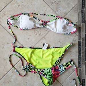 Top Med bottom Lg Bikini from the Buckle Neon colo
